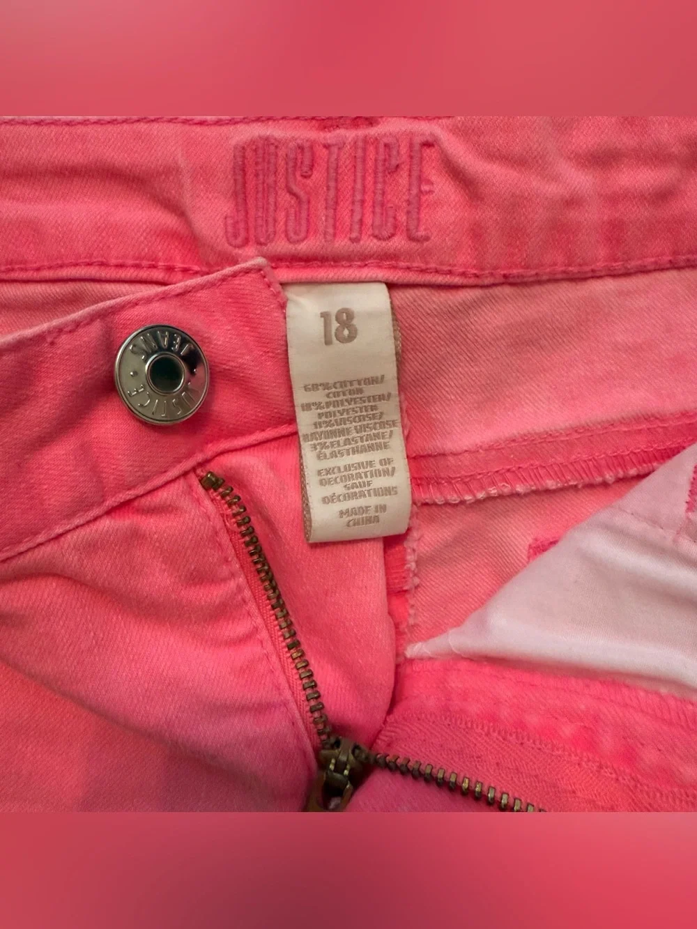 Justice Neon Pink Denim Shorts